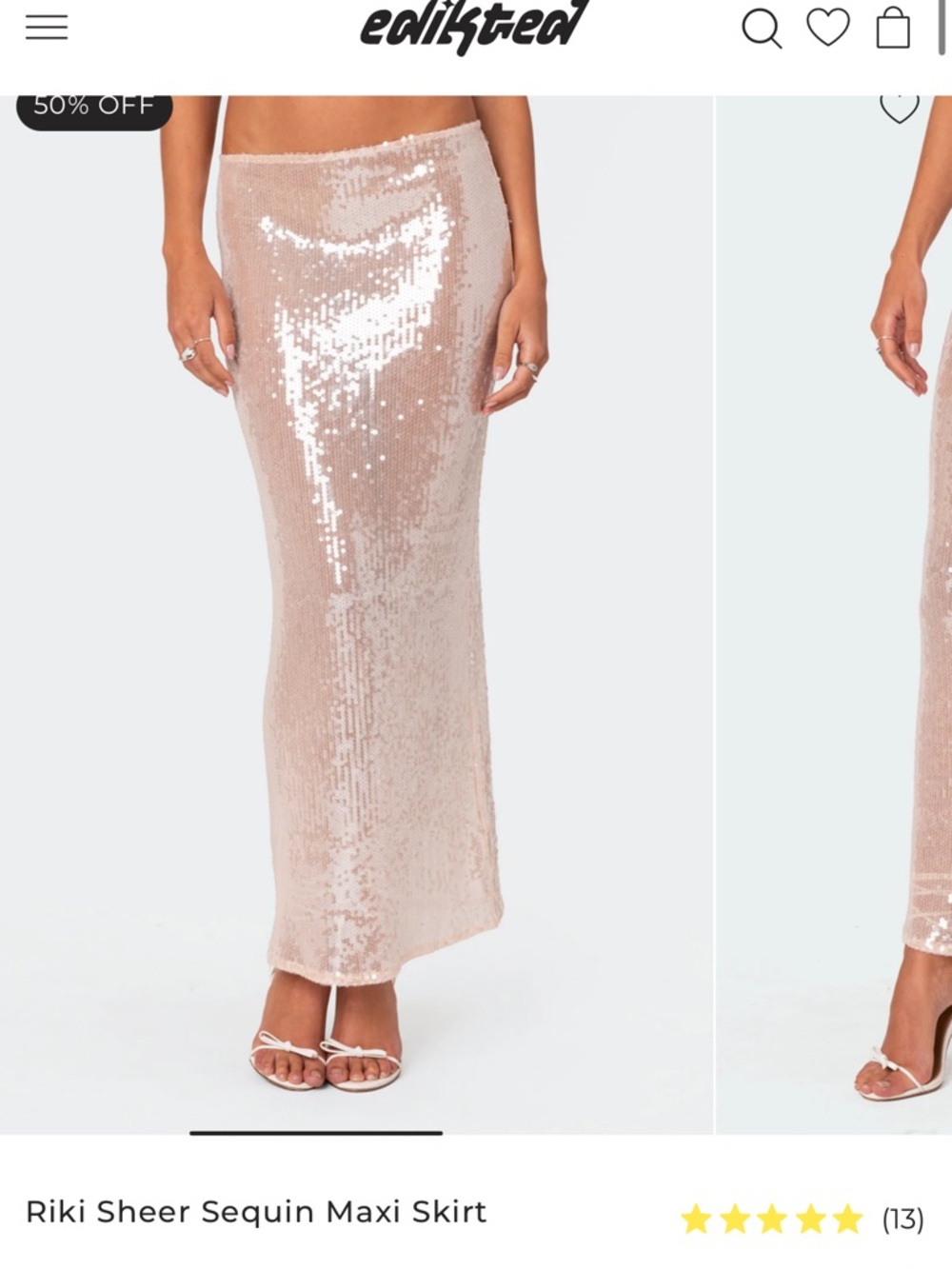 Edikted Sequin Maxi Skirt